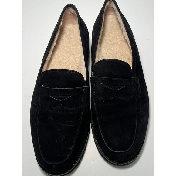 Unutzer Shearling Lined Black Suede Loafers Size 39 US Size 8.5 - Picture 4 of 5
